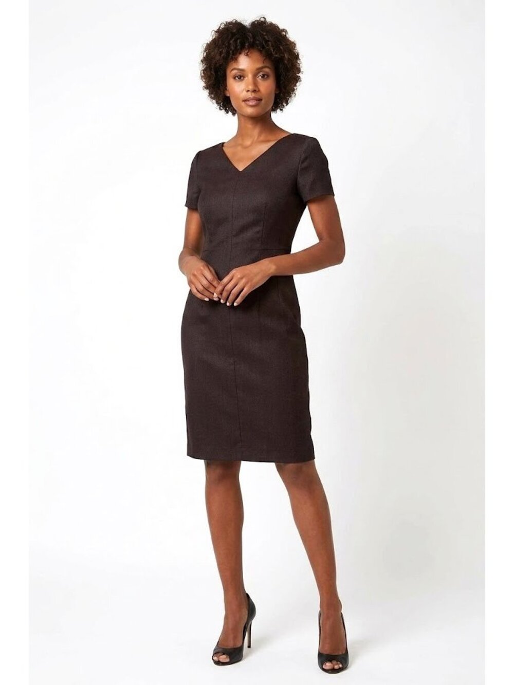 NWT BOSS Hugo Boss Dabahana in Burgundy Blue V-neck Wool Sheath Dress 8